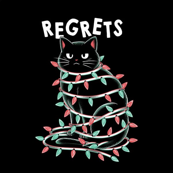 Naughty Or Nice: Black Cat Tangled Up On Christmas Lights by Tobias Fonseca