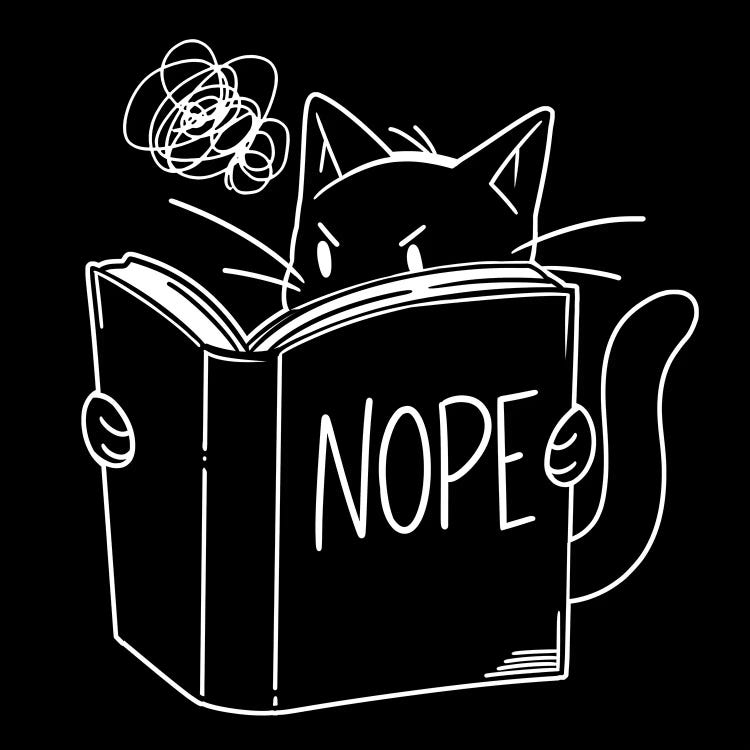 Cat Reading Book Nope