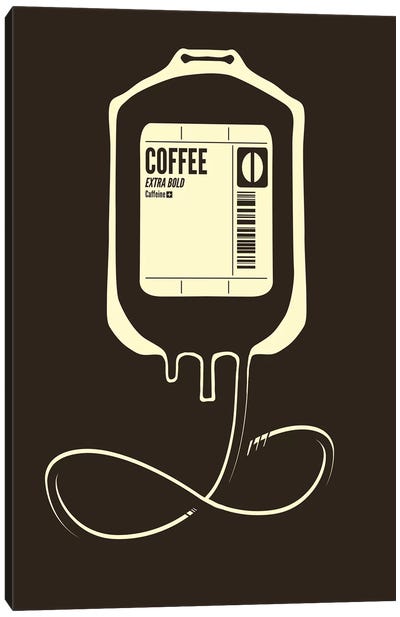 Coffee Transfusion Canvas Art Print - Witty Humor Art