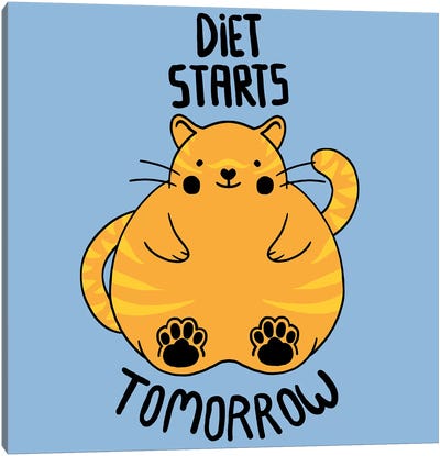 Diet Starts Tomorrow Canvas Art Print - Humor Art