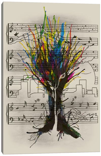 Ink Chord Canvas Art Print - Musical Notes Art