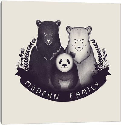 Modern Family Canvas Art Print - Panda Art