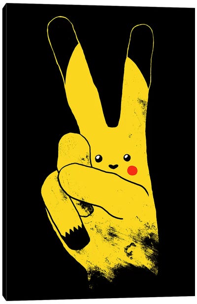 Peace, Love,  And Thundershock Canvas Art Print - Pikachu