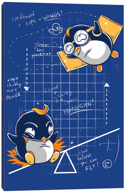 Perfect Plan Canvas Art Print - Penguin Art