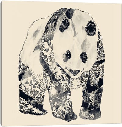 Tattooed Panda Canvas Art Print - Cream Art