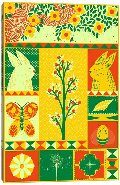 Spring Rectangle Canvas Art Print - Rabbit Art
