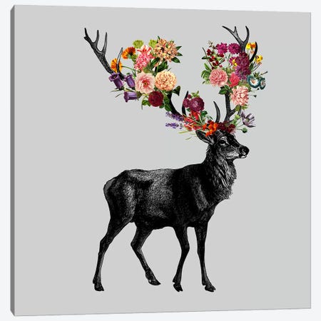 Sprint Itself (Deer Floral) Canvas Print #TFA238} by Tobias Fonseca Canvas Wall Art