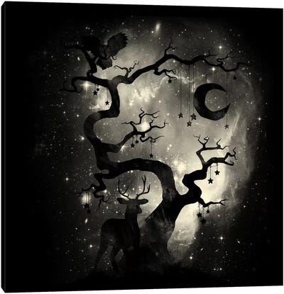 Stardust Forest Canvas Art Print - 3-Piece Tree Art