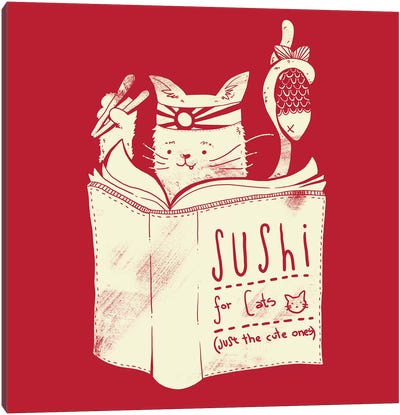 Sushi For Cats Canvas Art Print - International Cuisine Art