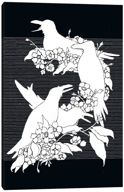 The Black Crows Canvas Art Print - Black & White Graphics & Illustrations