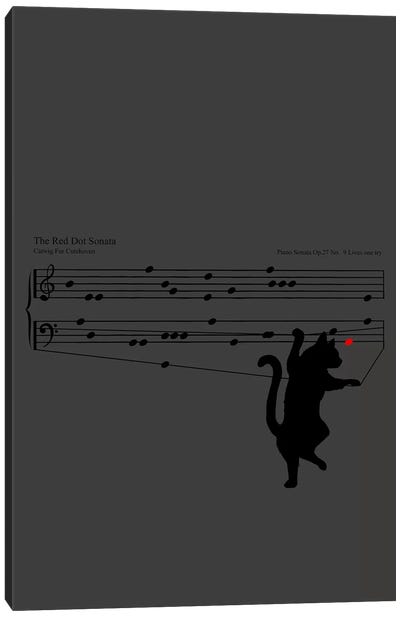 The Red Dot Sonata Canvas Art Print - Musical Notes Art