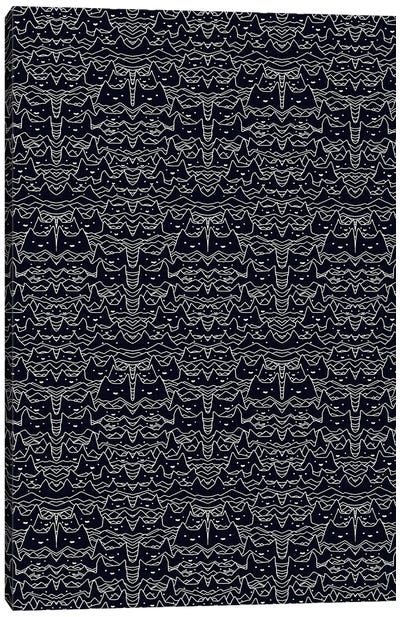 Wave Of Cats Canvas Art Print - Black & White Patterns