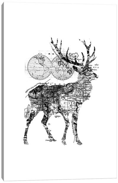 Deer Wanderlust, Rectangle Canvas Art Print - Deer Art