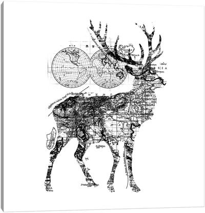 Deer Wanderlust, Square Canvas Art Print - Deer Art