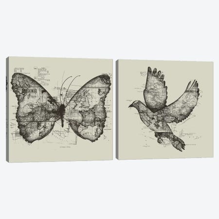 Butterfly Effect & Wanderlust Diptych Canvas Print Set #TFA2HSET001} by Tobias Fonseca Canvas Wall Art
