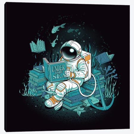Cosmonaut Under The Sea Canvas Print #TFA309} by Tobias Fonseca Canvas Wall Art
