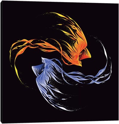 Phoenix Ice And Fire Canvas Art Print - Tobias Fonseca
