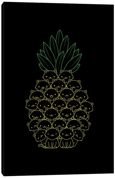 Pineaple Cat Canvas Art Print - Pineapple Art