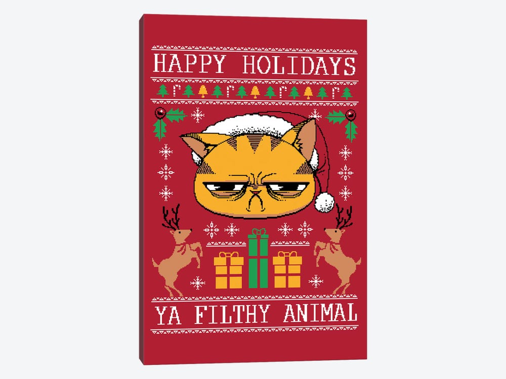 Ugly Holiday Sweater Cat by Tobias Fonseca 1-piece Canvas Art Print