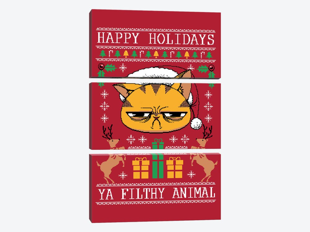Ugly Holiday Sweater Cat by Tobias Fonseca 3-piece Art Print