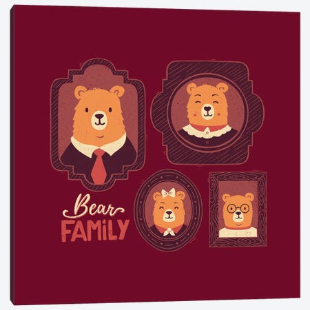 Bear Family Canvas Print #TFA342} by Tobias Fonseca Canvas Art