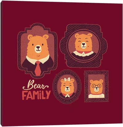 Bear Family Canvas Art Print - Brown Bear Art