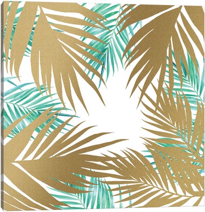 Golden Paradise Beach Pattern Canvas Art Print - Tropics to the Max