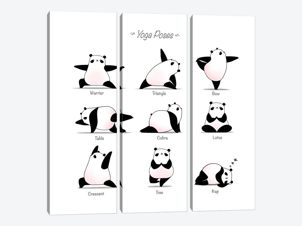 Yoga Panda II by Tobias Fonseca 3-piece Canvas Print