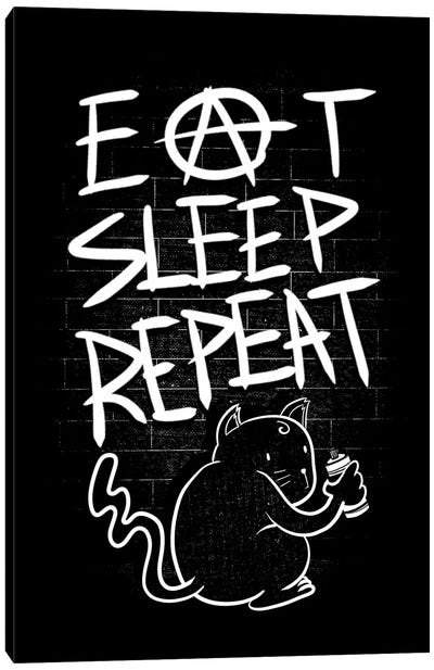 Eat Sleep Repeat Canvas Art Print - Sleeping & Napping Art