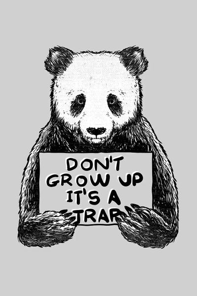 Black & White Pop Culture Art: Don'T Grow Up Its A Trap by Tobias Fonseca