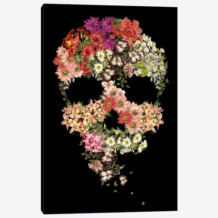 Skull Floral Decay Canvas Print #TFA413} by Tobias Fonseca Canvas Artwork