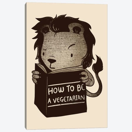 Lion How To Be Vegetarian Canvas Print #TFA436} by Tobias Fonseca Canvas Print