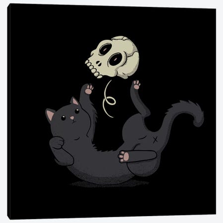 Skull Black Cat Canvas Print #TFA450} by Tobias Fonseca Canvas Artwork