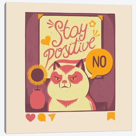 Stay Positive Cat Canvas Print #TFA451} by Tobias Fonseca Canvas Art