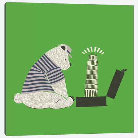 Traveler Tourist Tower of Pisa Bear Italy Canvas Print #TFA459} by Tobias Fonseca Canvas Artwork
