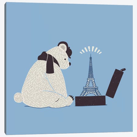 Traveler Tourist Eiffel Tower Bear Paris Canvas Print #TFA461} by Tobias Fonseca Canvas Art Print