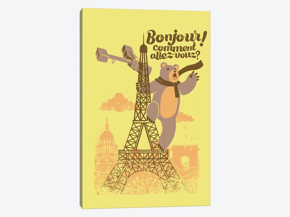 Paris King Kong Bear Eiffel Tower by Tobias Fonseca 1-piece Canvas Art Print