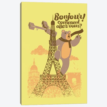Paris King Kong Bear Eiffel Tower Canvas Print #TFA469} by Tobias Fonseca Canvas Art Print