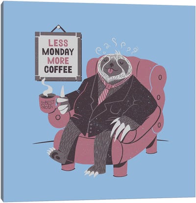 Monday Canvas Art Print - Sloth Art