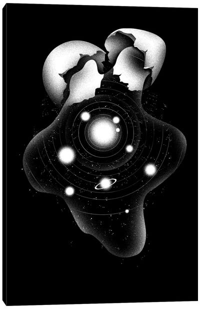 Cosmic Egg Shell Canvas Art Print - Black & Dark Art