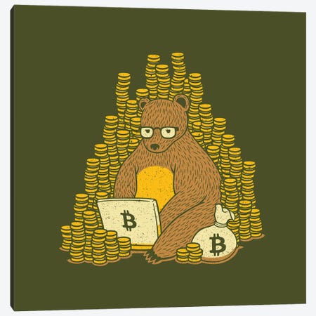 Bitcoin Miner Bear Canvas Print #TFA514} by Tobias Fonseca Canvas Art