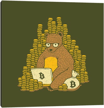 Bitcoin Miner Bear Canvas Art Print - Tobias Fonseca
