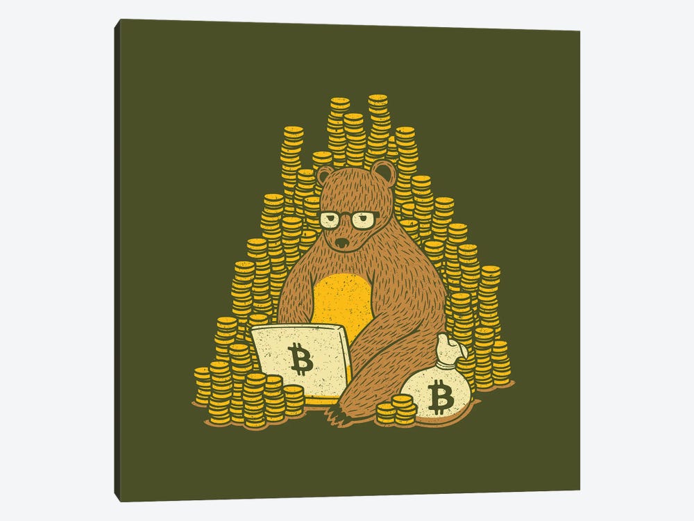 Bitcoin Miner Bear by Tobias Fonseca 1-piece Canvas Artwork