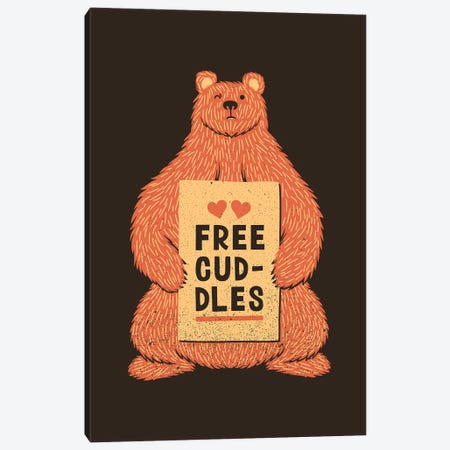 Cute Bear Free Cuddles Orange Canvas Print #TFA515} by Tobias Fonseca Canvas Wall Art