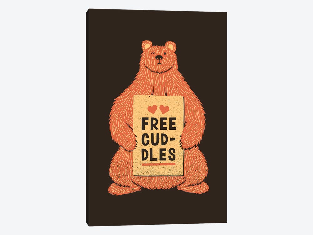 Cute Bear Free Cuddles Orange by Tobias Fonseca 1-piece Canvas Art Print