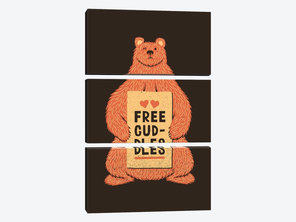 Cute Bear Free Cuddles Orange by Tobias Fonseca 3-piece Art Print