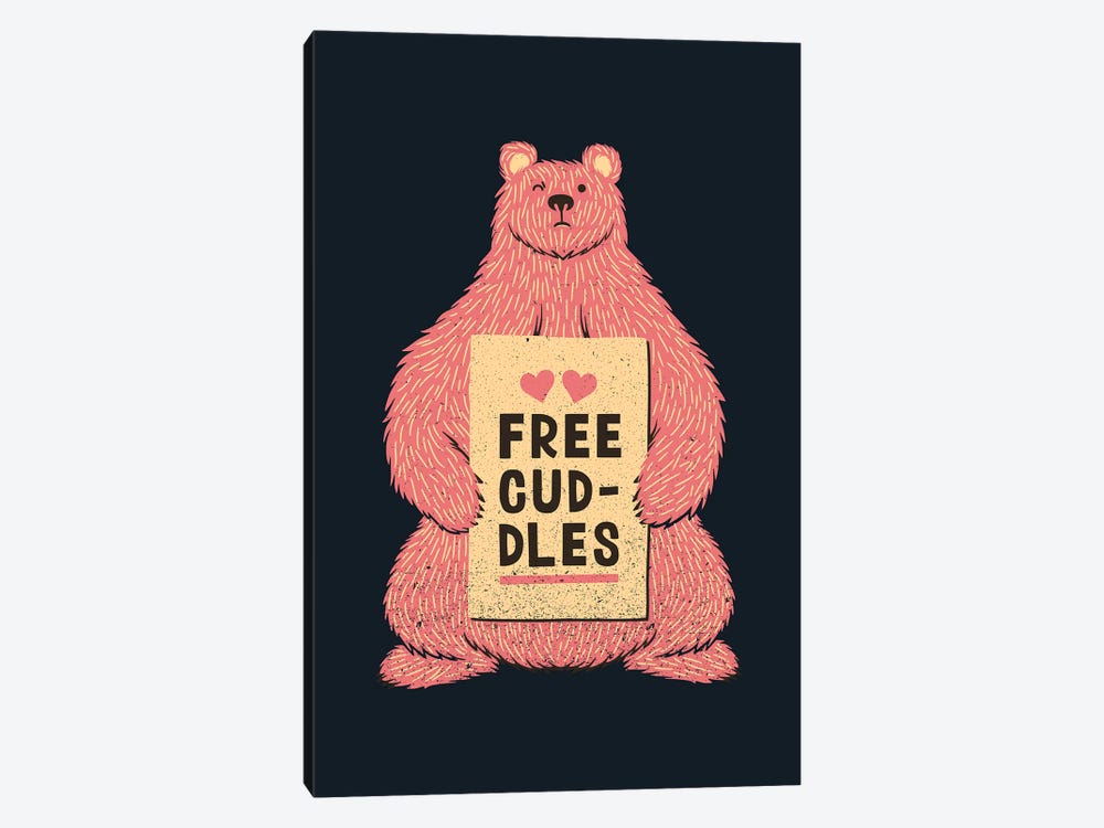 Cute Bear Free Cuddles Pink by Tobias Fonseca 1-piece Canvas Wall Art