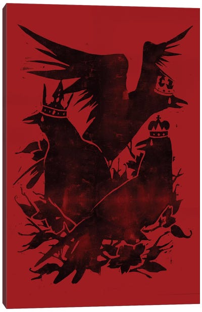 Crowned Crows Canvas Art Print - Crow Art