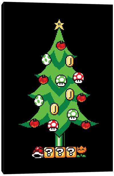 Xmas Games Canvas Art Print - Christmas Trees & Wreath Art
