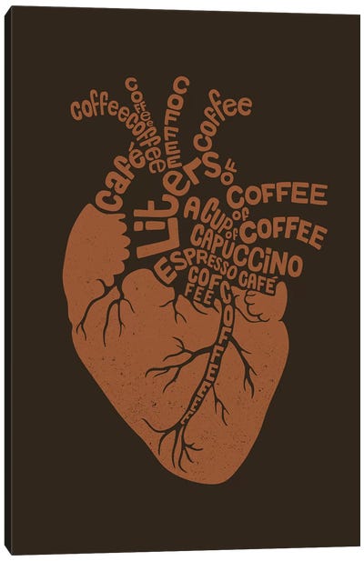 Coffee Lover Heart Canvas Art Print - Coffee Art
